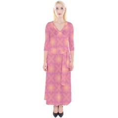 Fuzzy Peach Aurora Pink Stars Quarter Sleeve Wrap Maxi Dress