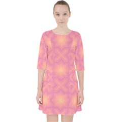 Fuzzy Peach Aurora Pink Stars Quarter Sleeve Pocket Dress by PatternSalad