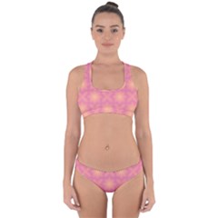 Fuzzy Peach Aurora Pink Stars Cross Back Hipster Bikini Set