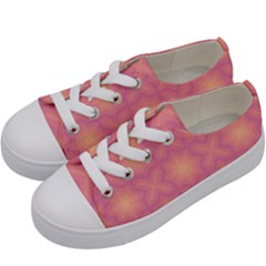 Fuzzy Peach Aurora Pink Stars Kids  Low Top Canvas Sneakers by PatternSalad