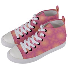 Fuzzy Peach Aurora Pink Stars Women s Mid-top Canvas Sneakers by PatternSalad