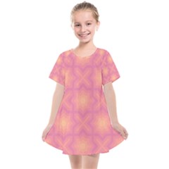 Fuzzy Peach Aurora Pink Stars Kids  Smock Dress by PatternSalad