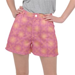 Fuzzy Peach Aurora Pink Stars Women s Ripstop Shorts by PatternSalad