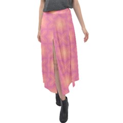 Fuzzy Peach Aurora Pink Stars Velour Split Maxi Skirt