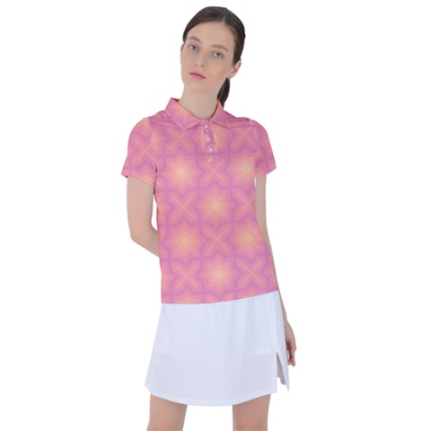 Fuzzy Peach Aurora Pink Stars Women s Polo T-shirt by PatternSalad