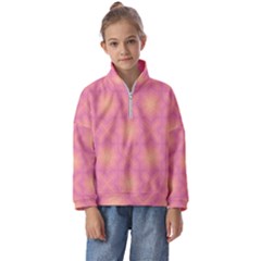 Fuzzy Peach Aurora Pink Stars Kids  Half Zip Hoodie by PatternSalad