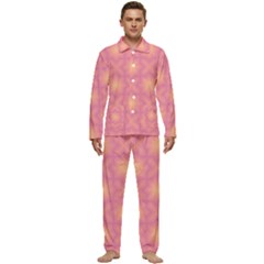 Fuzzy Peach Aurora Pink Stars Men s Long Sleeve Velvet Pocket Pajamas Set by PatternSalad