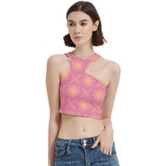 Fuzzy Peach Aurora Pink Stars Cut Out Top