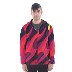 Abstract Fire Flames Grunge Art, Creative Men s Hooded Windbreaker by nateshop