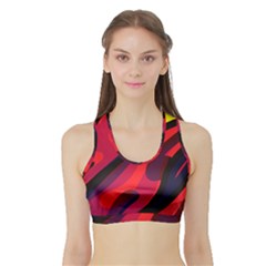 Abstract Fire Flames Grunge Art, Creative Sports Bra With Border by nateshop