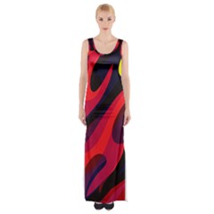 Abstract Fire Flames Grunge Art, Creative Thigh Split Maxi Dress by nateshop