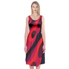 Abstract Fire Flames Grunge Art, Creative Midi Sleeveless Dress by nateshop