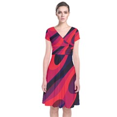 Abstract Fire Flames Grunge Art, Creative Short Sleeve Front Wrap Dress by nateshop