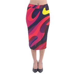 Abstract Fire Flames Grunge Art, Creative Velvet Midi Pencil Skirt by nateshop