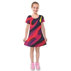 Abstract Fire Flames Grunge Art, Creative Kids  Short Sleeve Velvet Dress by nateshop