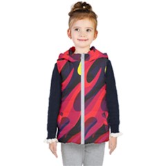 Abstract Fire Flames Grunge Art, Creative Kids  Hooded Puffer Vest by nateshop