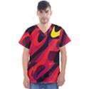 Abstract Fire Flames Grunge Art, Creative Men s V-Neck Scrub Top View1