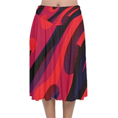 Abstract Fire Flames Grunge Art, Creative Velvet Flared Midi Skirt by nateshop