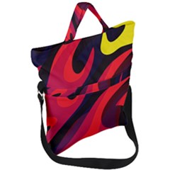 Abstract Fire Flames Grunge Art, Creative Fold Over Handle Tote Bag by nateshop