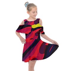 Abstract Fire Flames Grunge Art, Creative Kids  Shoulder Cutout Chiffon Dress by nateshop