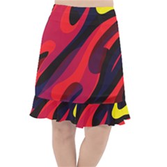 Abstract Fire Flames Grunge Art, Creative Fishtail Chiffon Skirt by nateshop