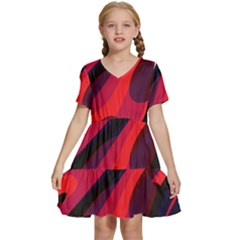 Abstract Fire Flames Grunge Art, Creative Kids  Short Sleeve Tiered Mini Dress