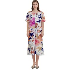 Abstract Floral Background Women s Cotton Short Sleeve Night Gown by nateshop