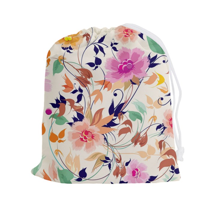 Abstract Floral Background Drawstring Pouch (2XL)