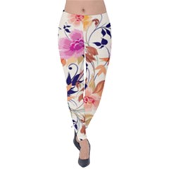 Abstract Floral Background Velvet Leggings by nateshop