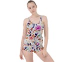 Abstract Floral Background Boyleg Tankini Set  View1