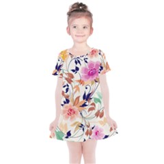 Abstract Floral Background Kids  Simple Cotton Dress by nateshop