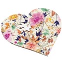 Abstract Floral Background Wooden Puzzle Heart View3