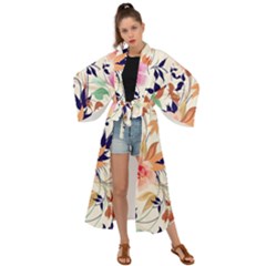 Abstract Floral Background Maxi Kimono by nateshop