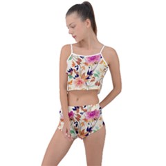 Abstract Floral Background Summer Cropped Co-ord Set by nateshop