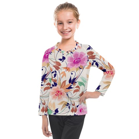 Abstract Floral Background Kids  Long Mesh T-shirt by nateshop