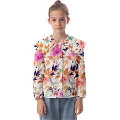 Abstract Floral Background Kids  Peter Pan Collar Blouse by nateshop