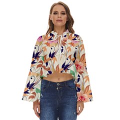 Abstract Floral Background Boho Long Bell Sleeve Top by nateshop