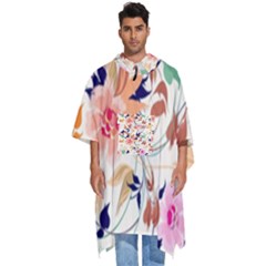 Abstract Floral Background Men s Hooded Rain Ponchos by nateshop