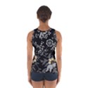 Black Background With Gray Flowers, Floral Black Texture Sport Tank Top  View2