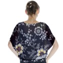 Black Background With Gray Flowers, Floral Black Texture Batwing Chiffon Blouse View2