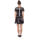 Black Background With Gray Flowers, Floral Black Texture Drop Hem Mini Chiffon Dress View2