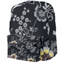 Black Background With Gray Flowers, Floral Black Texture Giant Full Print Backpack View4