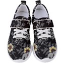 Black Background With Gray Flowers, Floral Black Texture Women s Velcro Strap Shoes View1