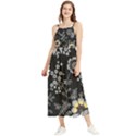 Black Background With Gray Flowers, Floral Black Texture Boho Sleeveless Summer Dress View1