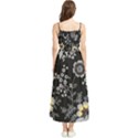 Black Background With Gray Flowers, Floral Black Texture Boho Sleeveless Summer Dress View2