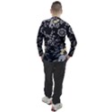 Black Background With Gray Flowers, Floral Black Texture Men s Pique Long Sleeve T-Shirt View2