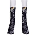 Black Background With Gray Flowers, Floral Black Texture Crew Socks View1