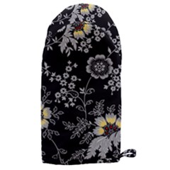 Black Background With Gray Flowers, Floral Black Texture Microwave Oven Glove