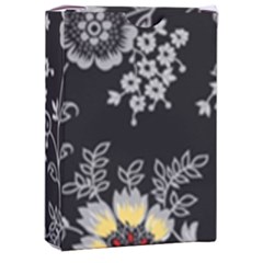 Black Background With Gray Flowers, Floral Black Texture Playing Cards Single Design (Rectangle) with Custom Box