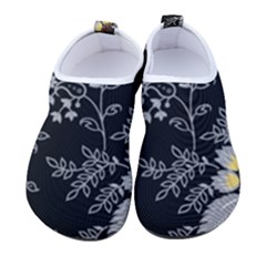 Black Background With Gray Flowers, Floral Black Texture Women s Sock-Style Water Shoes